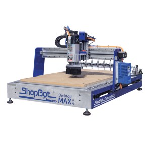 ShopBot Desktop MAX ATC CNC Machine with aluminum deck and MDF spoil board cutting area of 36 by 24 inches